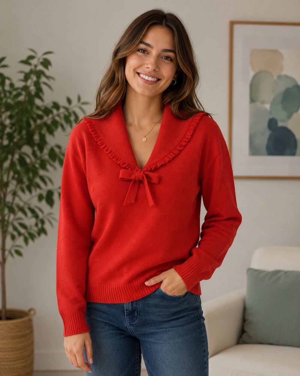 Kerrybrooks‎ Sears Vtg Orange Bib Sweater Preppy Cottagecore Prairie Womens Sm?
